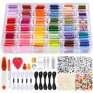 Kit de fabricação de pulseiras PAXCOO 985 unidades com fio dental bordado de 110 novelos