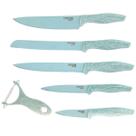 Kit De Facas E Descascador Profissional Inox Antiaderente Verde 6 Peças Premium