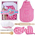 Kit de fantasias Cooking Baking Chef para crianças, 7 peças com avental e chapéu