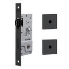 Kit de Fechadura 800 Rolete Tetra Com 2 Travas Auxiliares Roseta Quadrada1 Preto Black 40mm Stam