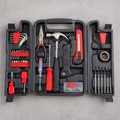 Kit de ferramentas 142 peças maleta chaves martelo soquetes jogo multiuso manuais manutenção domestica profissional reparo