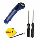 Kit de Ferramentas 4 Itens Tramontina: 1 Trena 2m, 1 Chave de Fenda, 1 Chave Philips, 1 Estilete Kit de Ferramentas 4 Itens Tramontina: 1 Trena 2m, 1 Chave de Fenda, 1 Chave Philips, 1 Estilete