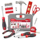 Kit de ferramentas Hi-Spec 42 peças Red Household DIY com conjunto de caixas de ferramentas