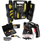 Kit de Ferramentas Profissional 200 Peças com Jogo de Bits, Soquetes e Parafusadeira Angular Sem Fio