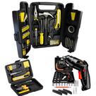 Kit de Ferramentas Profissional 200 Peças, Maleta de Ferramentas com 11 Peças e Parafusadeira Angular Bateria 5V