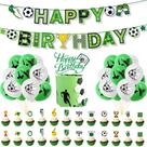 Kit de festa de aniversário com tema de futebol com cobertura de bolo de futebol