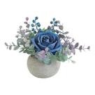 Kit de flores artificiais Rosscer com vaso de rosas azuis de seda Kit de flores artificiais Rosscer com vaso de rosas azuis de seda
