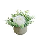 Kit de flores artificiais Rosscer com vaso de rosas brancas de seda falsa