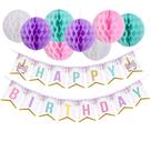 Kit de flores de papel de aniversário, 9 peças com balões e banner Kit de flores de papel de aniversário, 9 peças com balões e banner