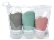 Kit de Frascos Para Viagem Qualis Com 3 Peças FRA001 Cinza