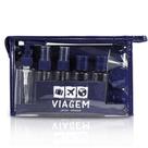 Kit de Frascos Viagem Bolsa Pástico Transparente Shampoo Sabonetes Álcool 10 Peças