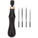 Kit de furador de costura de couro, alça de ébano 4 em 1 para artesanato de bricolage