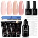 Kit de gel para extensão de unhas Beetles Poly com 4 cores de rosa nude