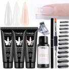 Kit de Gel para Unhas Fcozpjk Extensão Poligel Transparente Branco Rosa 15ml