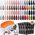 Kit de gel para unhas Poly Modelones, 133 unidades com 32 cores e lâmpada de 8 W