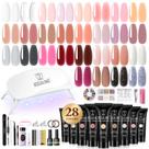Kit de gel para unhas Poly ROSALIND 28 cores com lâmpada Mini U V/LED