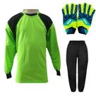Kit de Goleiro Infantil Camisa + Calça Acolchoada + Luva