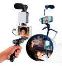 Kit de Gravação 5 em 1 para Celular Tripé, LED, Microfone e Controle Remoto