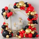 Kit de guirlanda de balão COKAOBE vermelho preto dourado 124 unidades para festa