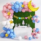 Kit de guirlanda de balão de festa Gender Reveal com lua e estrelas