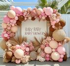 Kit de guirlanda de balões HibaOpati rosa marrom com recheio duplo