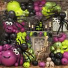 Kit de guirlanda de balões Jobkoo Halloween 160 unidades preto roxo verde