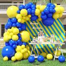 Kit de guirlanda de balões KEPMOV azul royal e amarelo 100 unidades