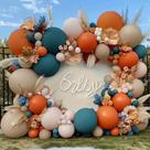 Kit de guirlanda de balões Partycus Dusty Blue Orange com recheio duplo