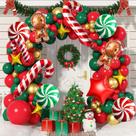 Kit de guirlandas de balões de Natal Isndare, vermelho, verde, ouro, 104 unidades Kit de guirlandas de balões de Natal Isndare, vermelho, verde, ouro, 104 unidades