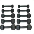 Kit de Halter Sextavado de Ferro Fundido Pintado - Pares de 1 a 5 Kg
