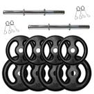 Kit de Halteres com 2 Barras Tubo Oca + 60Kg em Anilhas de Ferro Kit de Halteres com 2 Barras Tubo Oca + 60Kg em Anilhas de Ferro