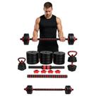 Kit De Halteres E Anilhas Ajustáveis Kettlebell Ajustáveis Academia 15kg Preto Treino em casa