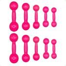 Kit de Halteres Revestidos - Pares de 1,2,3,4 e 5 Kg - Rosa