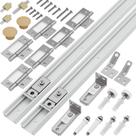 Kit de hardware de porta dupla Ocyfym Closet com trilho de 30 cm, pacote com 2