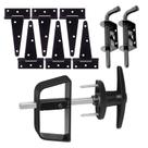 Kit de hardware para galpão BTEOBFY de porta dupla com janela e fechadura preta