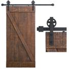 Kit de hardware para porta de celeiro deslizante SMARTSTANDARD, aço preto de 6 pés