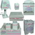 Kit de Higiene bebê mdf menina - Nuvem branco e rosa bb Kit de Higiene bebê mdf menina - Nuvem branco e rosa bb