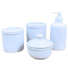 Kit de Higiene para Bebê 4 Peças Off White em Porcelana com Molhadeira e Tampa