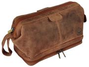 Kit de higiene pessoal de viagem Rustic Town masculino em couro marrom