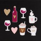 Kit de Ilustrações Coffee/Wine para Letterboard DCWV - 8 unidades