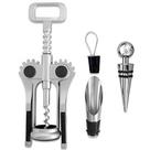 Kit De Inox Para Vinho Com Tampa E Saca Rolhas 03 Peças