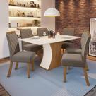 Kit De Jantar 160Cm 06 Cadeiras Off White/Nature/Marrom