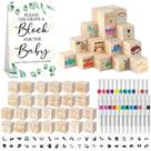 Kit de jogo Baby Shower Blocks Aisharery 117 unidades com blocos de madeira