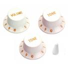Kit De Knob Para Guitarra Strato Branco Volume Tone Tone e Tip De Chave Seletora