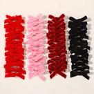 Kit de Laços Infantis em Veludo, 8 Unidades, Cores Vermelho Escuro e Preto, Decorativos para Cabelo, Acessórios para Meninas -