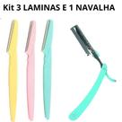 Kit de Laminas para Aparar Sombrancelhas e Rosto Quantidade:KIT 3 LAMINAS + 1 NAVALHA