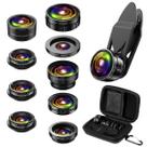 Kit de lente de câmera de telefone 9 em 1 Zoom 0,36X 0,63X 15X 20X Fisheye CPL
