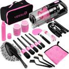 Kit de limpeza de carros Viewsun 17 unidades com aspirador portátil rosa