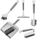 Kit de Limpeza Multiuso com Escovas Rodo de Pia Pá para Limpeza Pesada Piso Rejunte Vidro Pia Banheiro Azulejo Ralos Cozinha Sapato Parede Compacto
