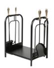 Kit de limpeza para lareira com cesto de lenha cabo bronze Kit de limpeza para lareira com cesto de lenha cabo bronze
